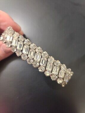 Parco Signed Vintage Three Row Rhinestone Stretch Bracelet